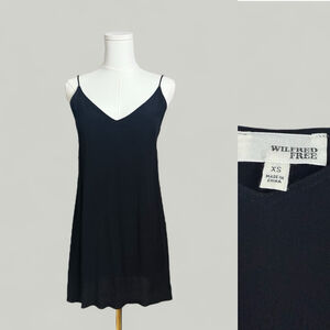 Aritzia Wilfred Free Dress Women Size XS Black Secret Mini Slip Sleeveless Vneck